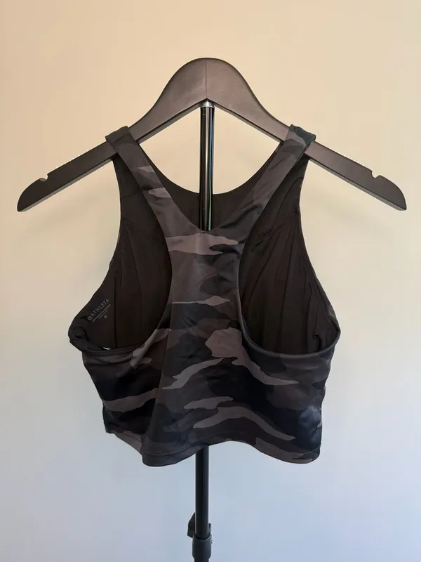 Athleta High-Neck Racerback Cropped Sports Bra Camo Print Medium‎ - Image 2