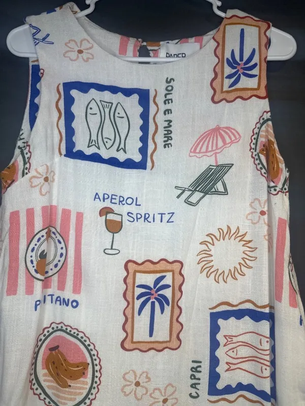 Paper Heart M Linen Blend Tunic Top Aperol Spritz Capri Coastal Resort - Image 2