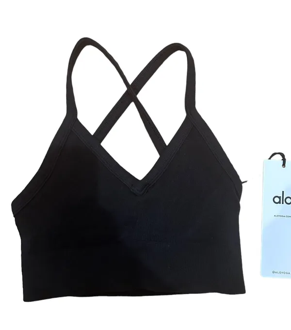 Alo Seamless Ribbed Low Back BLACK Bra XS SOLD OUT - Image 4