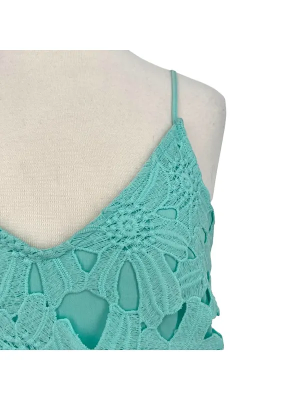 ASTR Lace Sleeveless V-Neck Mini Dress Party Night Out Mint Green Size Medium - Image 3