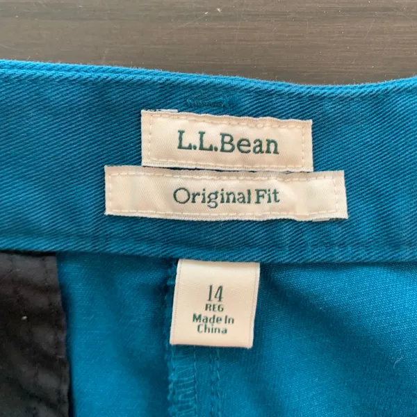 LL‎ Bean Womens 14 Original Fit Teal Blue Cotton Pleated High Rise Shorts 274910 - Image 3