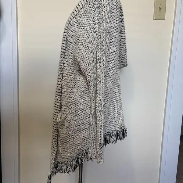 Free People Love Me Tender Open Knit Cardigan with Fringe and Hood - Image 4