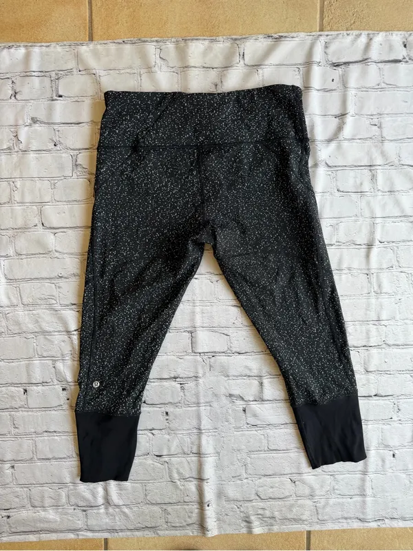 Lululemon Rebel Runner Crop Leggings Zip Leg Wide Waist Size 12 Black Running - Image 15