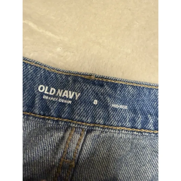 Old Navy Mid-Rise Denim Jean Maxi Skirt Med‎ Wash Front Slit Size 8 Modest - Image 3