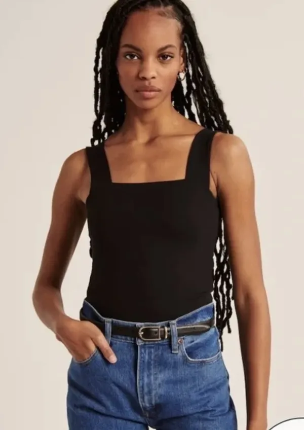 Abercrombie Black Square Neck Bodysuit - Image 2