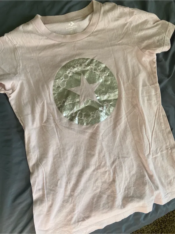 Converse Light Pink Tee with Metallic Silver Star - Image 3