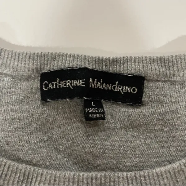 Catherine Malandrino Gray Long Sleeve Crewneck Sweater Size‎ L - Image 5