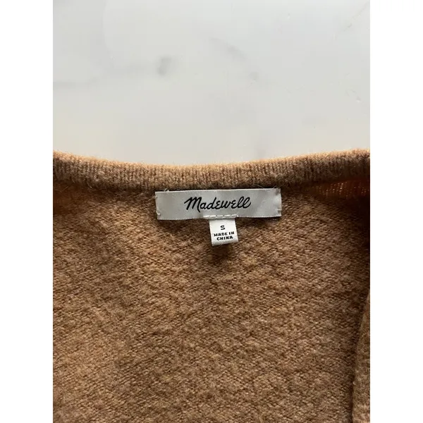 Madewell Cozy Walker Merino Wool Alpaca long Cardigan Tan Small Chic Minimalist - Image 3