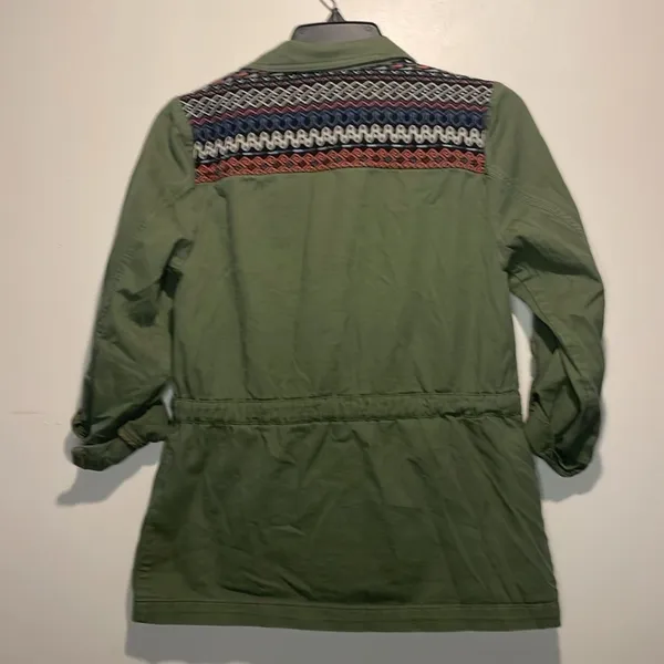 ModCloth- Olive Green Capulet Embroidered Aztec Utility Anorak Jacket- Size S - Image 3
