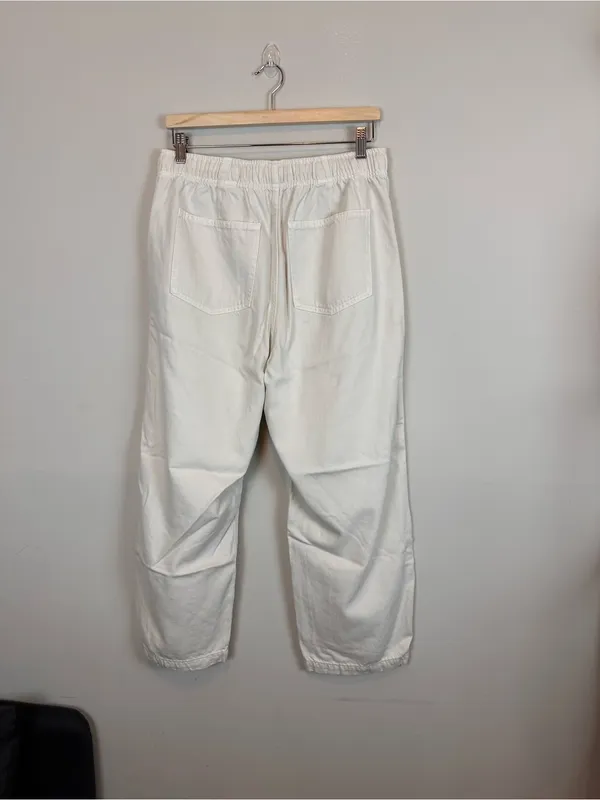 Gap Pull-On Barrel Pants Medium Milk Ivory Cotton Lyocell Utility - Image 3