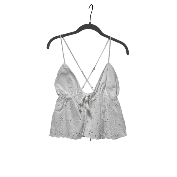 ZARA White Eyelet Lace Crop Top M - Image 2