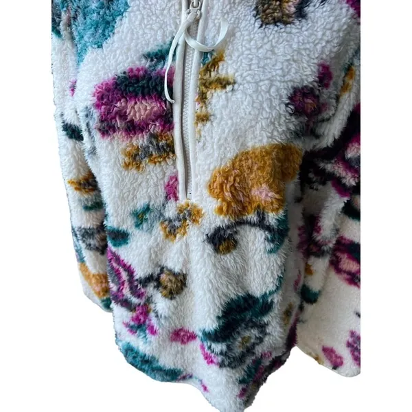 ANTHROPOLOGIE Rosemarie Hooded Sherpa Jacket Teddy Sweater Floral XS - Image 10