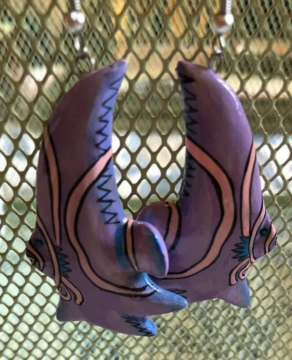 Funky fish lightweight dangle earrings purple - Image 7