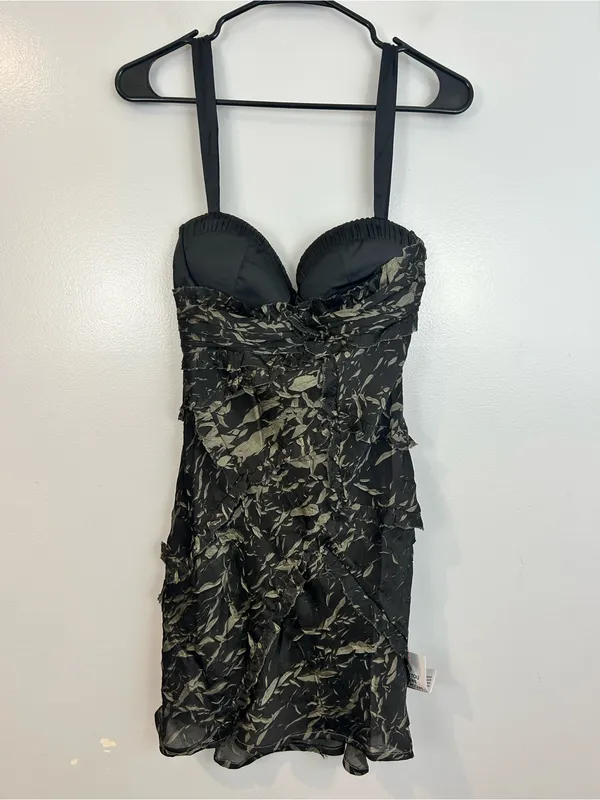 NWT Asos Satin Corset Textrued Asymmetric Grunge Floral Print Mini Dress Size 8 - Image 2