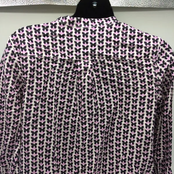 Gap Maternity White Long Sleeve Tunic w/Black and Lavender Butterflies Size S - Image 5