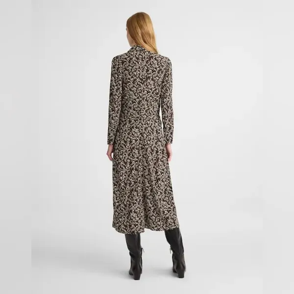 Madewell Ruched Midi Shirt Dress Size 12 Black Ivory Floral NWT - Image 5