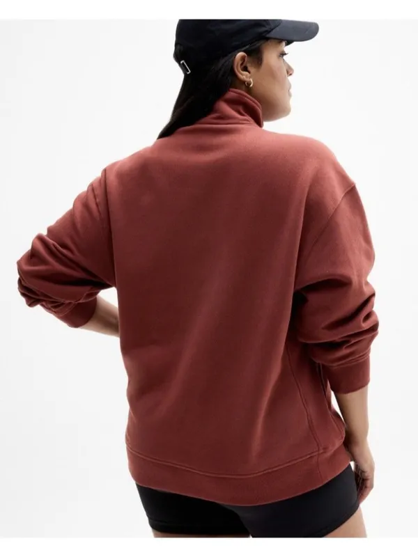 New Athleta M Forever Fleece 1/4 Zip Sweatshirt Cinnamon Red Medium Regular - Image 5