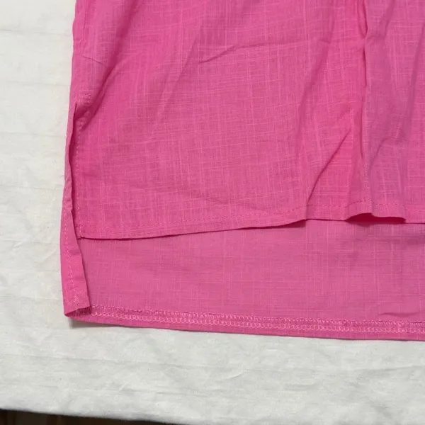 Women's Long Sleeve Button Up Gauze Pink Tunic Top Size Large #260394 - Image 6