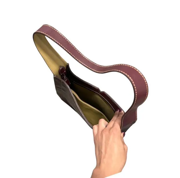 Elegant burgundy leather shoulder bag Red - Image 2