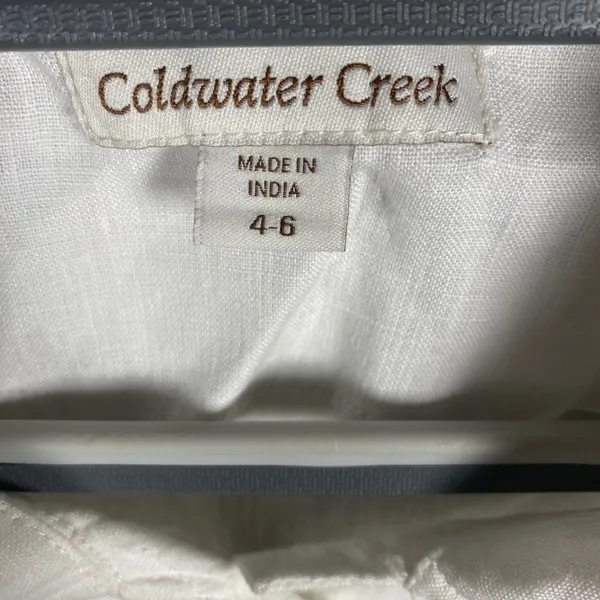 Coldwater‎ Creek Cream 100% Linen Button Front Utility Jacket Women Size 4-6 - Image 3