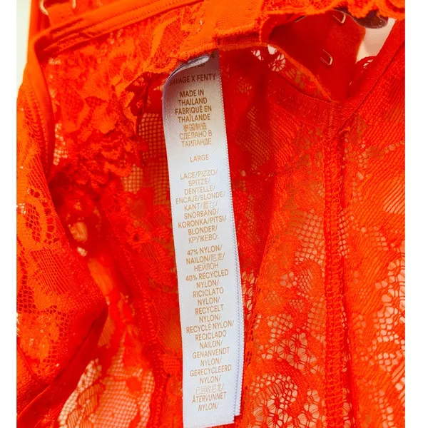 Savage x Fenty Floral Lace Teddy Red Tempo Large Bodycon Fitted Mesh Lace‎ - Image 7