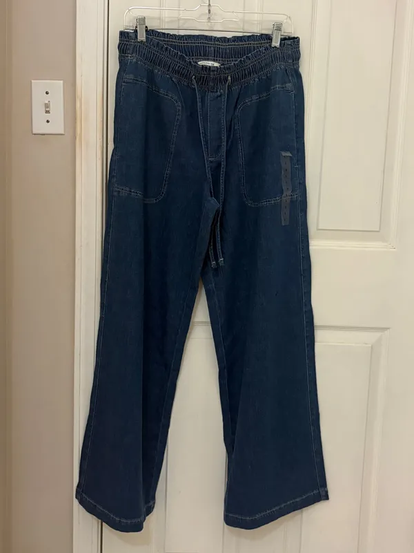 NWT!! American Eagle Dreamy Drape Linen Blend Pull-On Pants in Indigo - Image 6