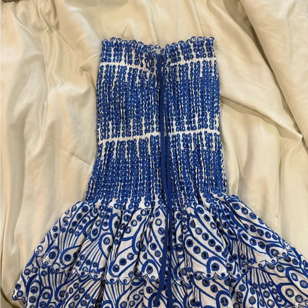 Blue Strapless Dress Size M - Image 3