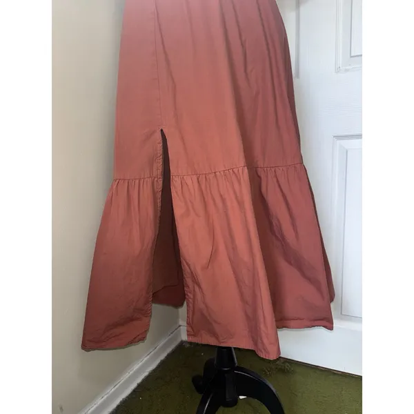 ASTR the Label Poplin Puff Sleeve Tiered Midi Dress L Square Neck Rust Cottage - Image 4