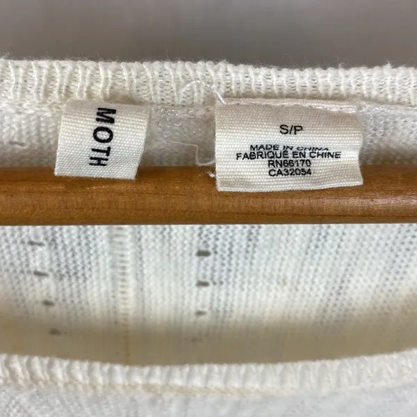 Anthropologie Moth Ivory Knit Sheer Panel Long Sleeve Top S - Image 6