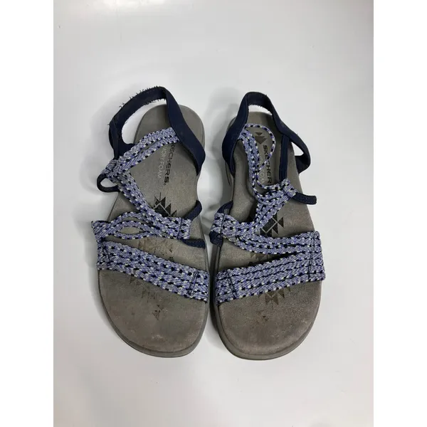 Skechers Reggae Slim Sandals Womens 6 Blue Fair Strappy Woven Memory Foam casual - Image 2