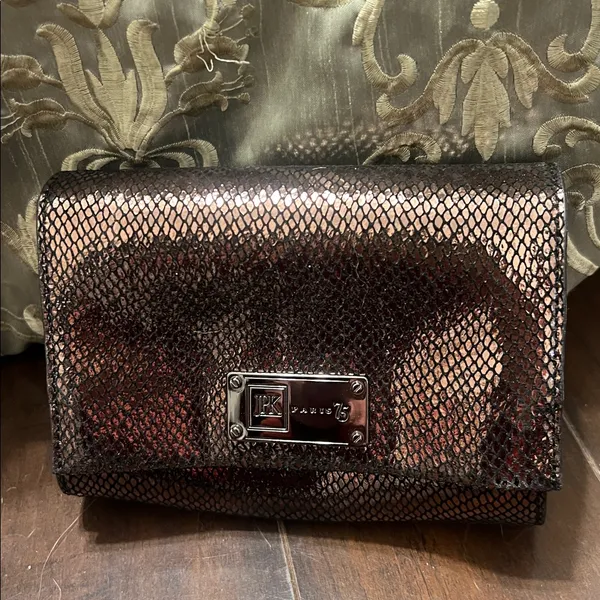 JPK Paris 75 Clutch Bag Brown Metallic Design Glamour Small - Image 6
