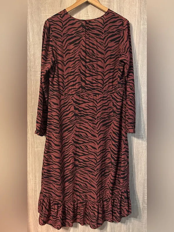 Rails Rust Black Tiger Stripe High Low Ruffle Hem Midi Dress Size Medium - Image 4