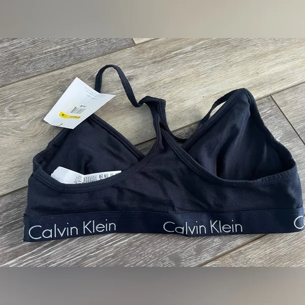 Calvin Klein Navy Blue  Logo Padded Bralette - Image 3