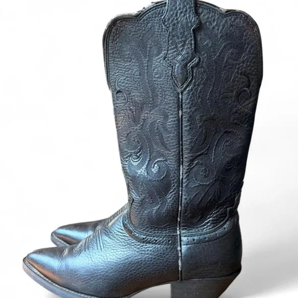Justin Western Cowboy Boots Women’s 8B Black Leather Pointed Toe CR09010 - Image 2