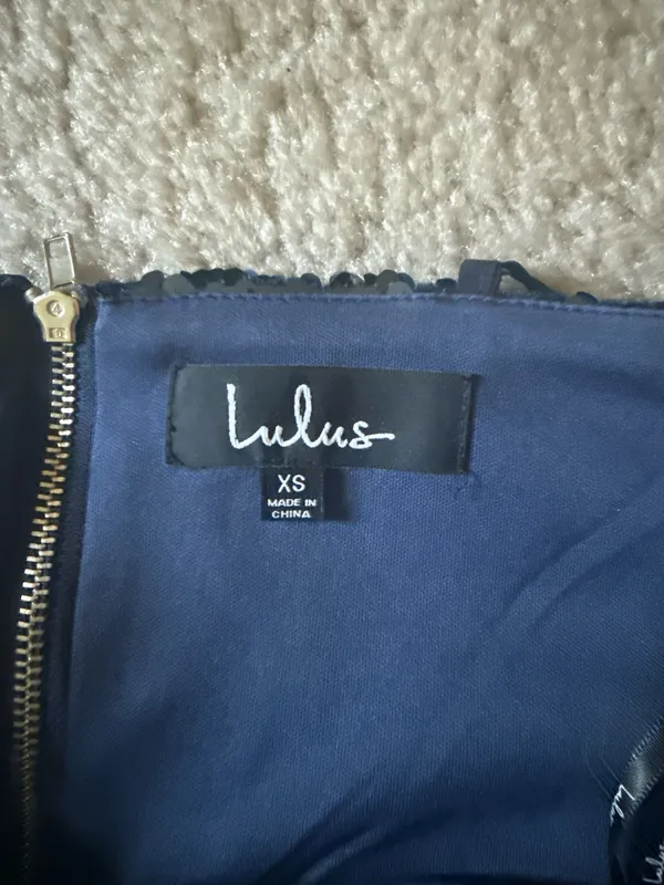 Lulus Blue Sequin Dress Navy Mini - Image 3