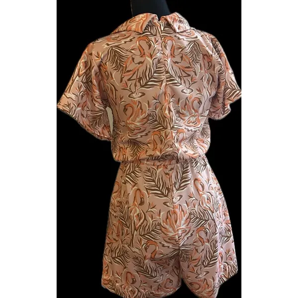 Pink Flamingo Tropical Romper Retro Vacation Outfit XS - Image 6