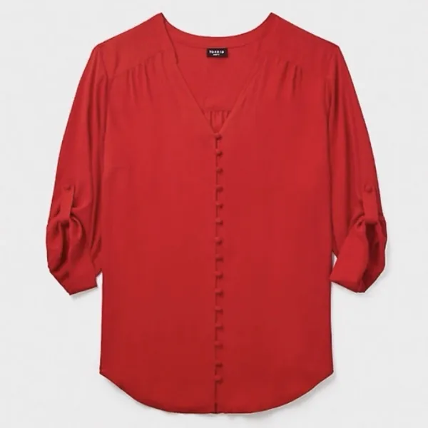 Torrid Harper Red Floral Georgette 3/4 Sleeve‎ Pullover Blouse Size 3X - Image 5