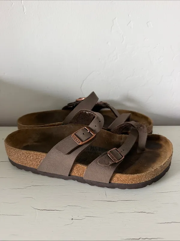 Birkenstock Mayari Sandals Women 5-5.5 EU 36 Brown Birko Flor Strappy - Image 3