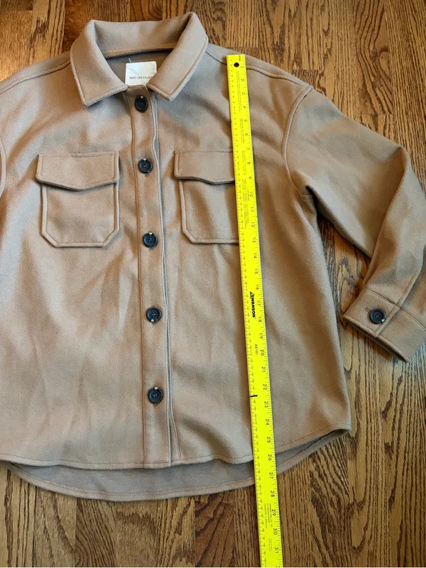 Avec Les Filles Oat Melange Boyfriend Shacket Jacket Beige M - Image 10