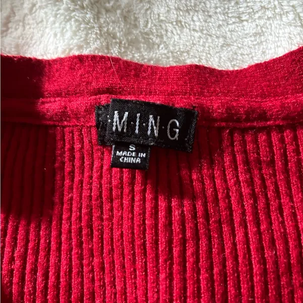 Timing Red Ribbed Knit Blouse - Image 2