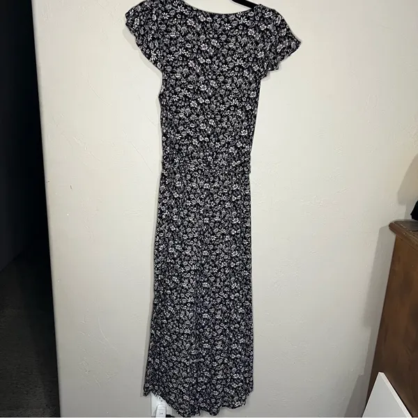 Maeve By Anthropologie Black Purple Ditzy Floral Belted Wide‎ Leg Jumpsuit - Image 9