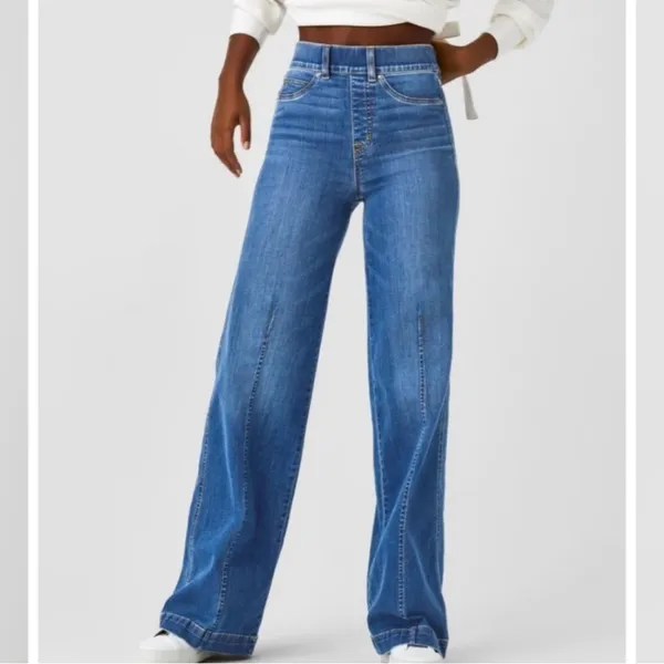 Spanx Seamed Front Wide Leg Jeans - Image 3
