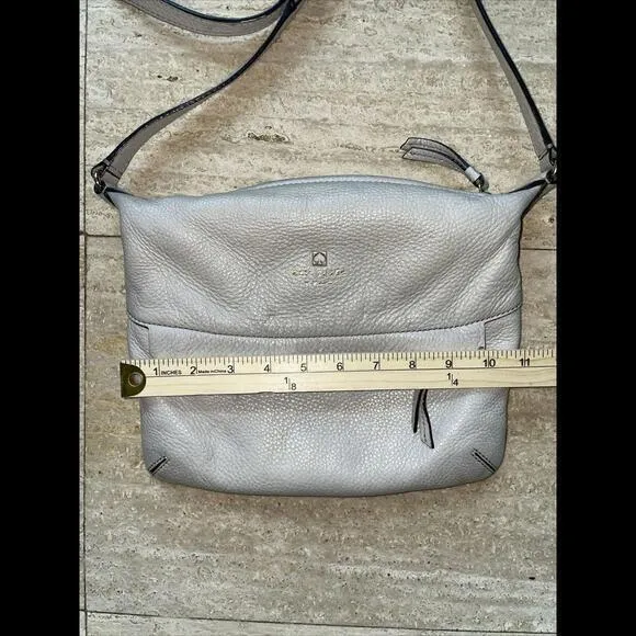 KATE SPADE Pebble‎ Leather Purse Crossbody Shoulder HandBag Beige Tan Ivory - Image 9