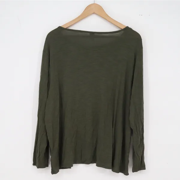 Old Navy T-Shirt Womens XL Luxe Olive Green Slub Knit Long Sleeve Excellent - Image 4