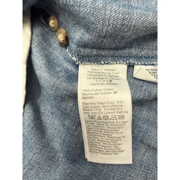 Madewell Denim Shirt Dress Women 4 Blue Cotton Cinched Waist Long Sleeve - Image 5