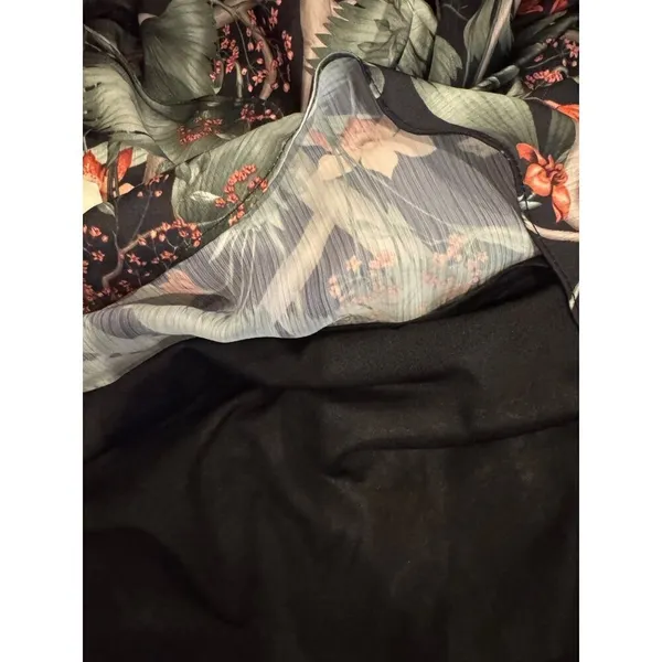 Johanna Ortiz‎ X H&M Dress Women Medium Green Tropical Floral Flounce Mini NWT - Image 14
