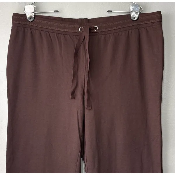 BCBG Tasha Wide Leg Sweat Pants Size XL Dark Brown French Terry Lounge Comfort - Image 2