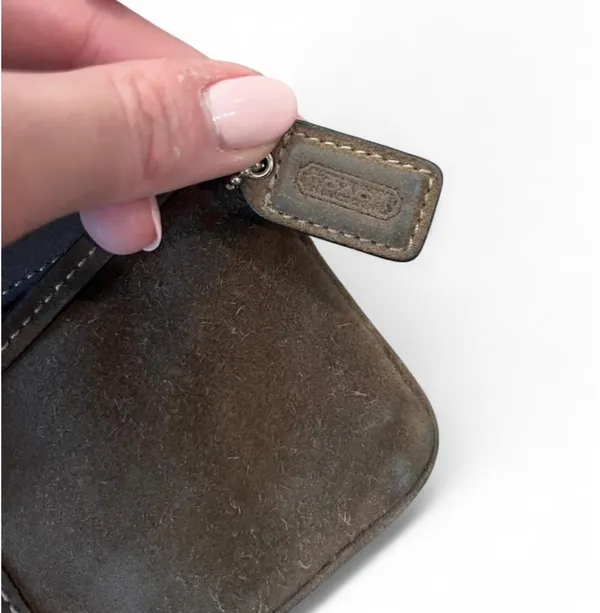 Coach Suede Leather Wristlet Brown - Image 6