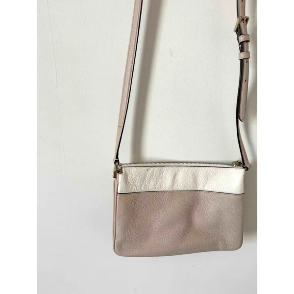 Kate Spade Soft Leather Shoulder Crossbody Purse Handbag Cream Pink 10"x7"x4" - Image 7
