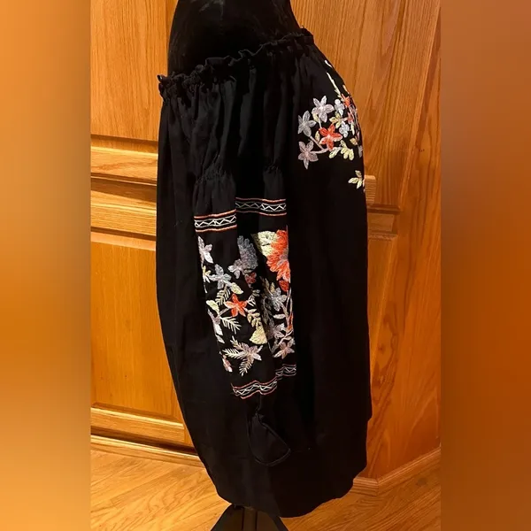 Free People Fleur‎ Du Jour Floral Embroidered Off-the-Shoulder Mini Dress Small - Image 10